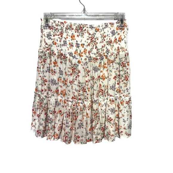 Hippie Rose Floral Smocked Waist Tiered Mini Skirt Small Boho Chic Cottagecore - Picture 2 of 7